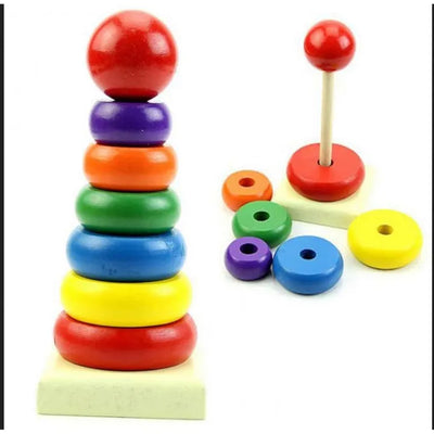 Wooden Rainbow Tower – Educational Stacking Toy for Toddlers!