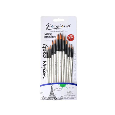 Giorgione Nylon Artist Round Paint Brushes set G-6012R