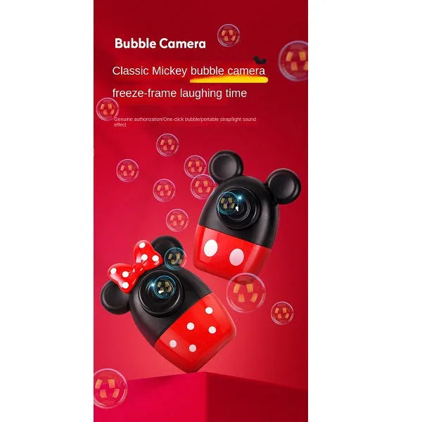 Mickey & Minnie Bubble Blast Camera - Automatic Bubble Gun with Music & Lights for Kids Party Favors