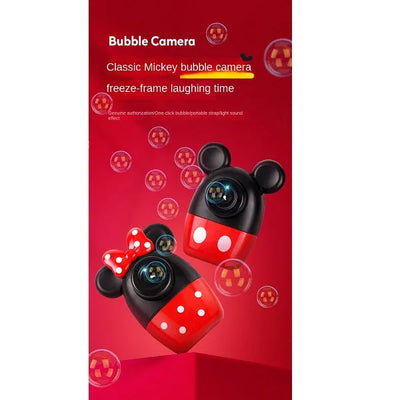 Mickey & Minnie Bubble Blast Camera - Automatic Bubble Gun with Music & Lights for Kids Party Favors