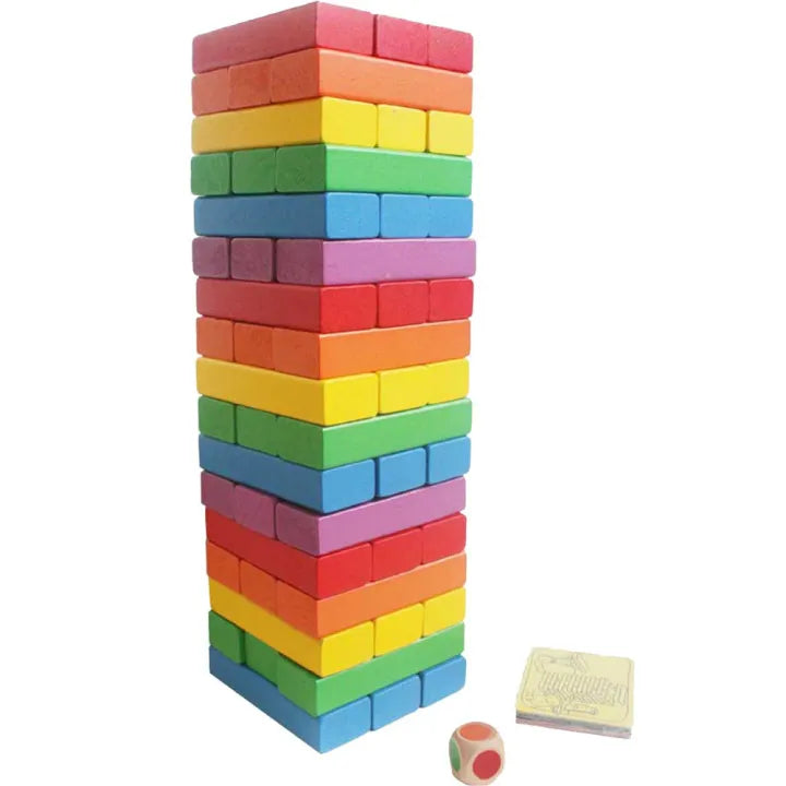 Keep Smiling Wooden Tumbling Tower Blocks – 48-Piece Stacking & Balancing Game for Kids!