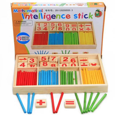 Keep Smiling Figure Blocks & Counting Sticks Set – Montessori Mathematical Wooden Toy Box!