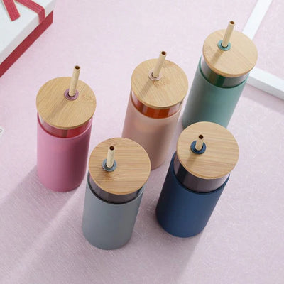Colored Peach Tumbler Glass - Water Bottle / Sipper Cup