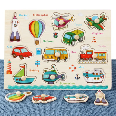 Keep Smiling Mushroom Nail Grab Puzzle Board – Montessori Wooden Toy for Early Learning!