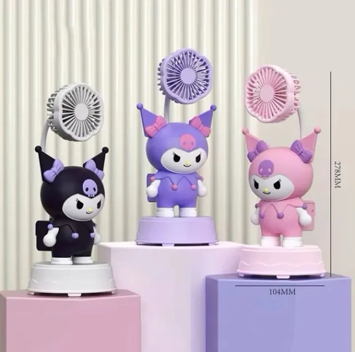 Sanrio Kuromi USB Desktop Fan – Retractable, Rechargeable, and Cute!