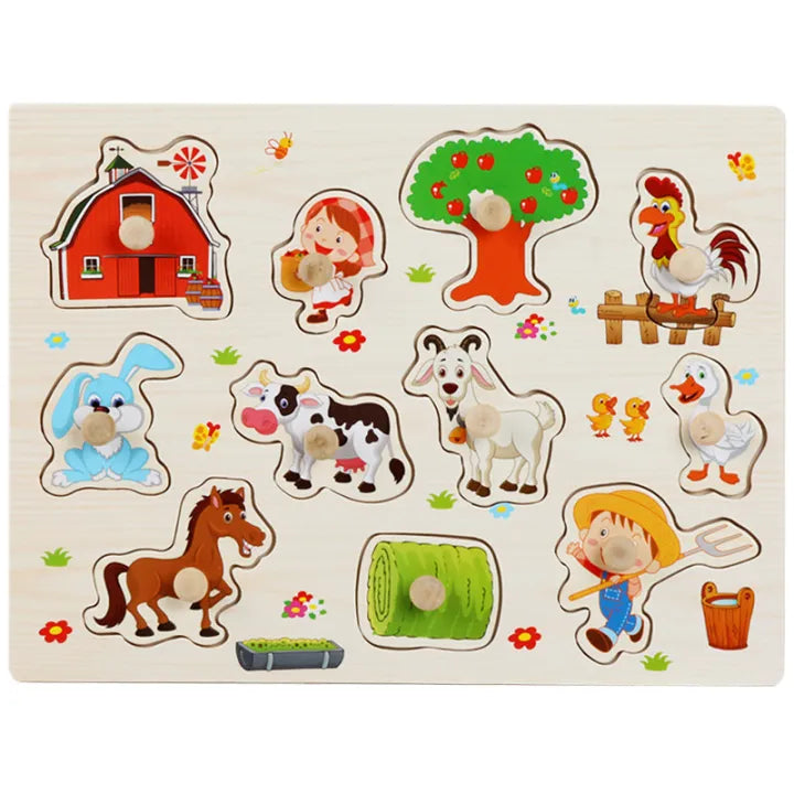 Mushroom Nail Grab Puzzle Board – Montessori Wooden Toy for Early Learning!