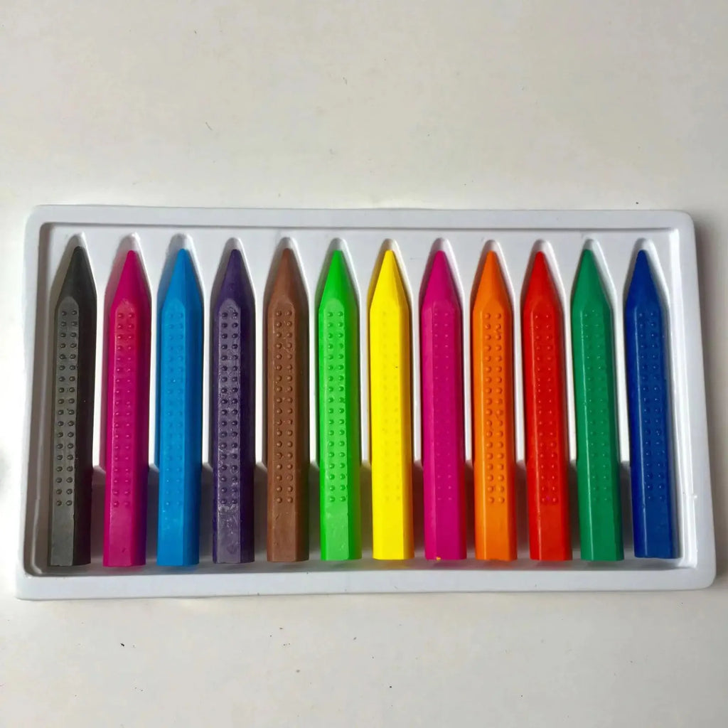 12-Color Washable Wax Crayons – No Dirty Hands, Mess-Free Art for Kids!