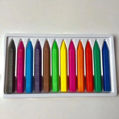 12-Color Washable Wax Crayons – No Dirty Hands, Mess-Free Art for Kids!