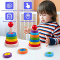 Rainbow Wooden Stacking Ring Tower – Montessori Educational Toy for Toddlers!