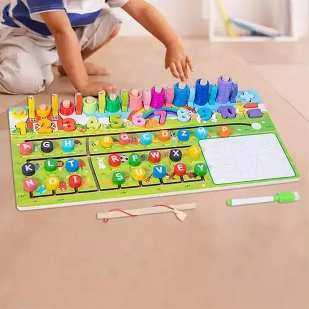 Farm Logarithmic Board with Maze – Wooden Educational Toy for Kids!