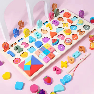 Multifunctional Logarithmic Busy Board – 419-Piece Tangram Puzzle & Activity Set!