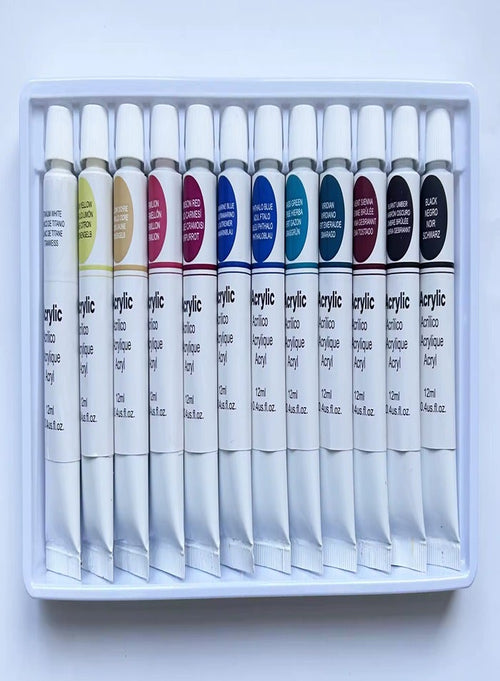 Acrylic Color Set – 12 Vibrant Tubes (12ml) for Art Painting!