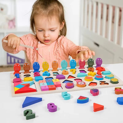 Multifunctional Logarithmic Busy Board – 419-Piece Tangram Puzzle & Activity Set!
