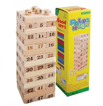 Keep Smiling Wooden Number Jenga Game – Premium Math Learning & Stacking Fun!