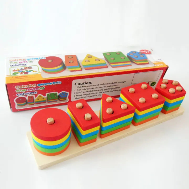 Keep Smiling Wooden Rainbow Stacker – 5-Tier Educational Sorting Toy for Toddlers!