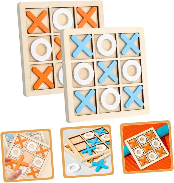 Tic Tac Toe Wooden Puzzle Game – Random Color, One-Piece Fun for Kids!