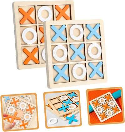 Tic Tac Toe Wooden Puzzle Game – Random Color, One-Piece Fun for Kids!