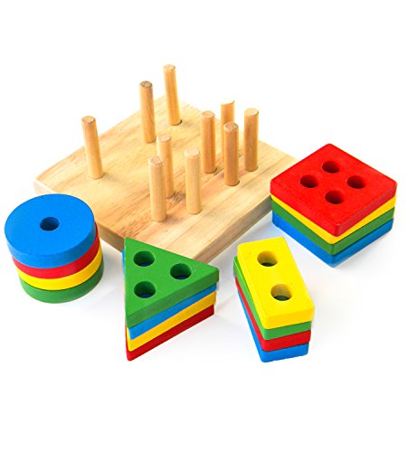 Wooden 4-Shape Sorter Toy – Multicolor Geometric Learning for Toddlers!