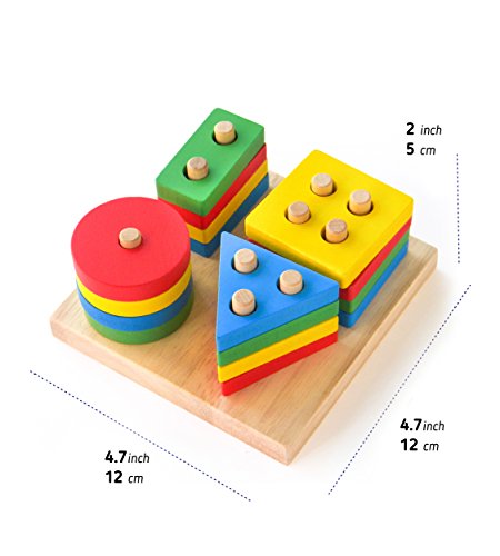 Wooden 4-Shape Sorter Toy – Multicolor Geometric Learning for Toddlers!