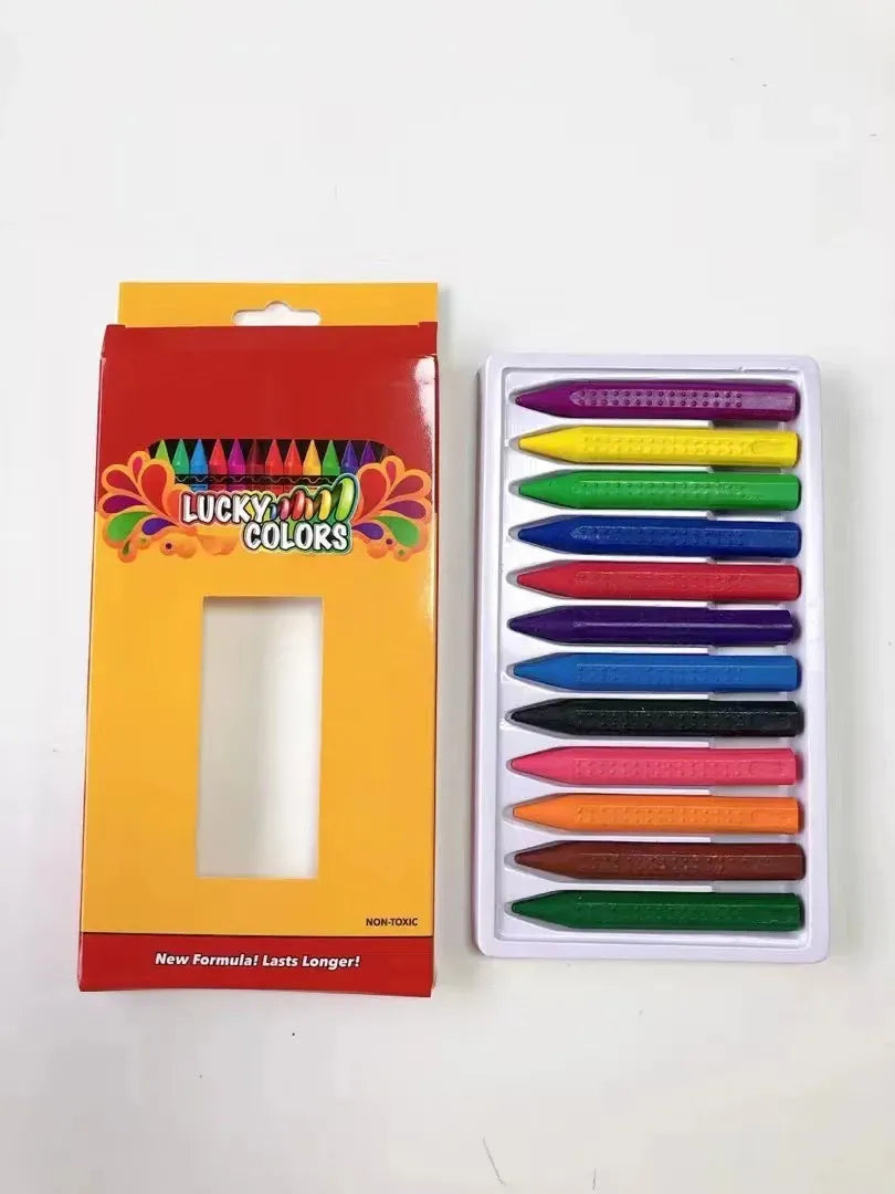 12-Color Washable Wax Crayons – No Dirty Hands, Mess-Free Art for Kids!