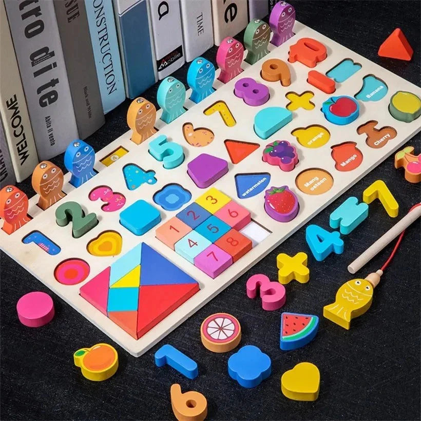 Multifunctional Logarithmic Busy Board – 419-Piece Tangram Puzzle & Activity Set!