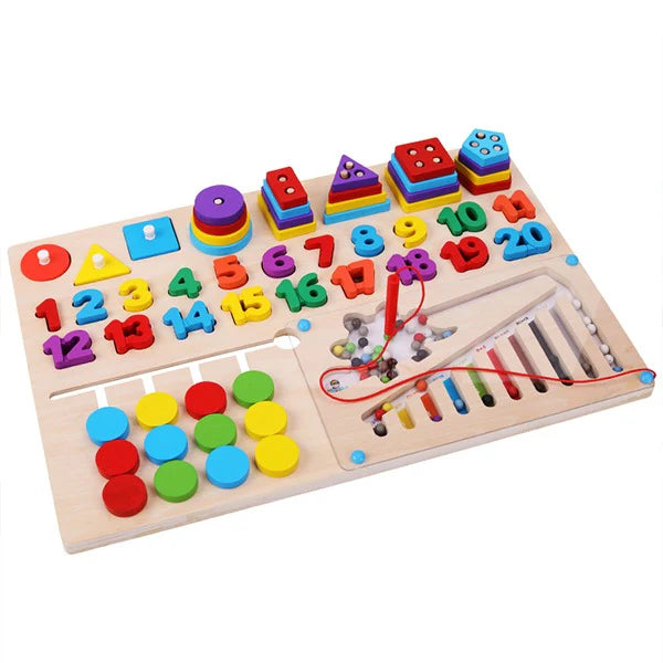 Keep Smiling Wooden Multifunctional Sorting Logarithm Magnetic Beads Numbers – 408-Piece Educational Toy Set!