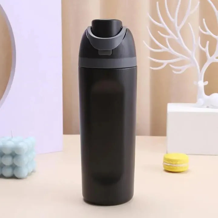 Keep Smiling 650ml Double-Wall Insulated Coffee Cup – Leakproof Thermal Mug with Straw & Handle!