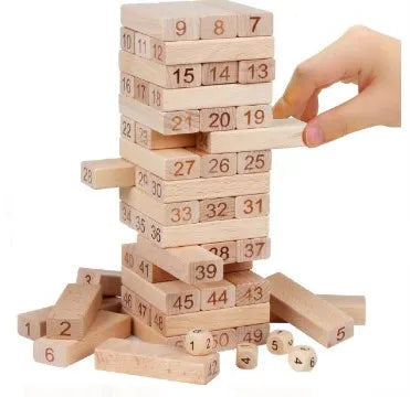 Keep Smiling Wooden Number Jenga Game – Premium Math Learning & Stacking Fun!