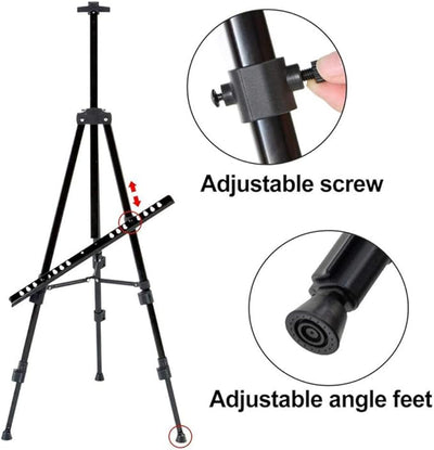 Pro Adjustable Easel Stand – Extra Thick Aluminum Tripod for Floor/Tabletop Art!