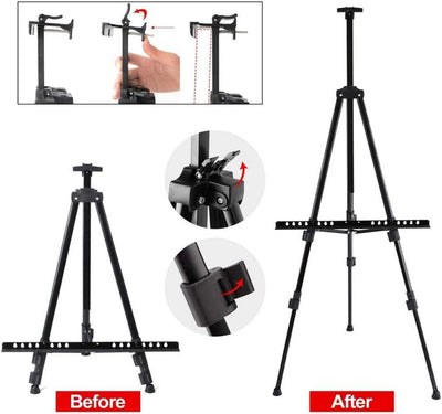 Pro Adjustable Easel Stand – Extra Thick Aluminum Tripod for Floor/Tabletop Art!