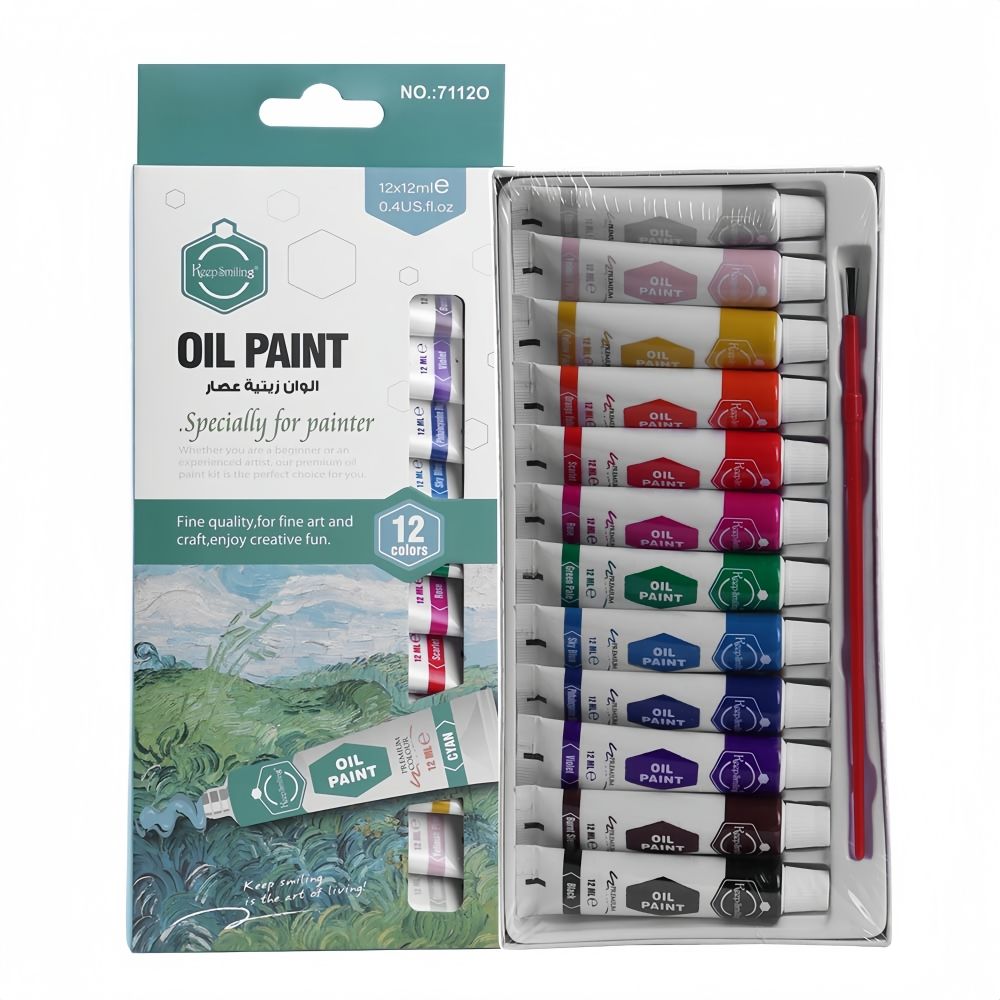 Oil Paint Set (Model 7706O) – 12 Rich Colors, 6ml Tubes for Classic & Textured Art!