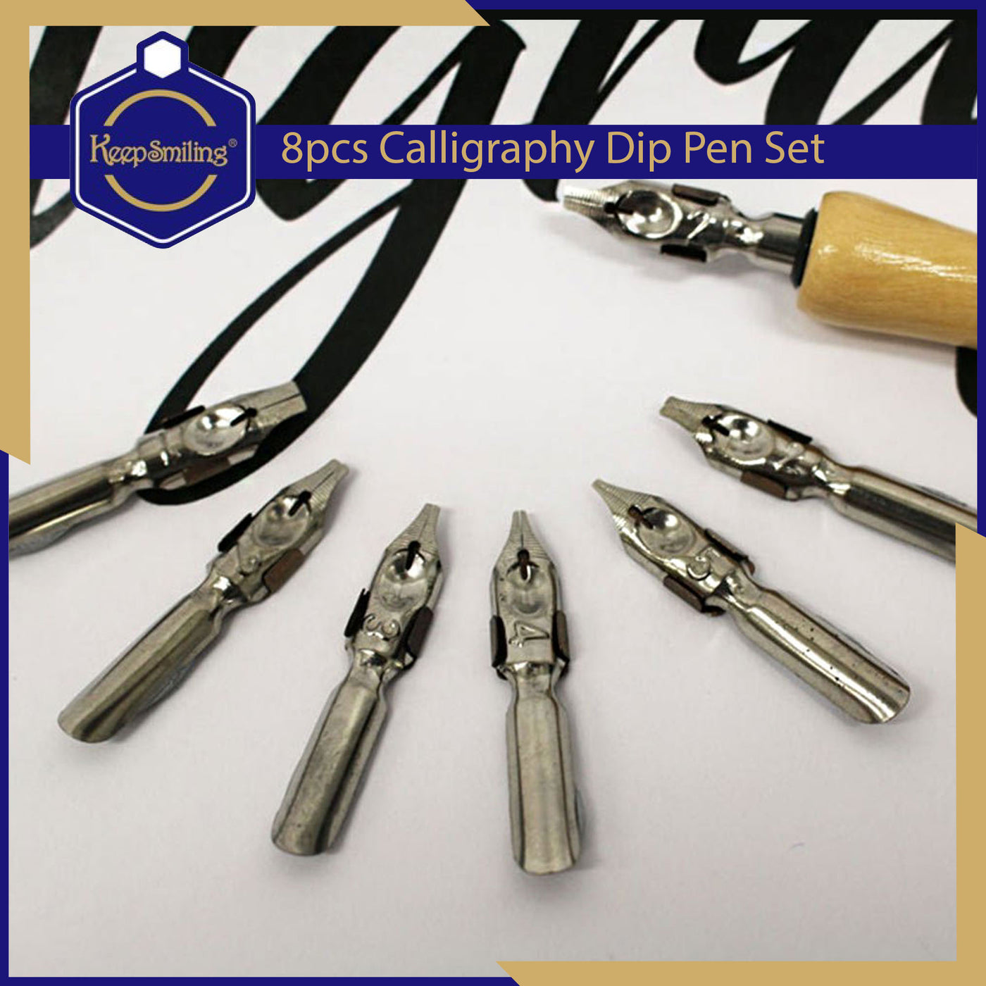 Keep Smiling E0354 Calligraphy Dip Pen 8 Pcs Set