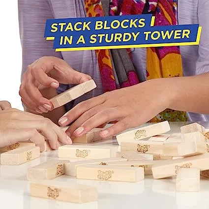 Hasbro Original Jenga Classic Game - High-Quality Wooden Block Stacking Game for Kids & Adults