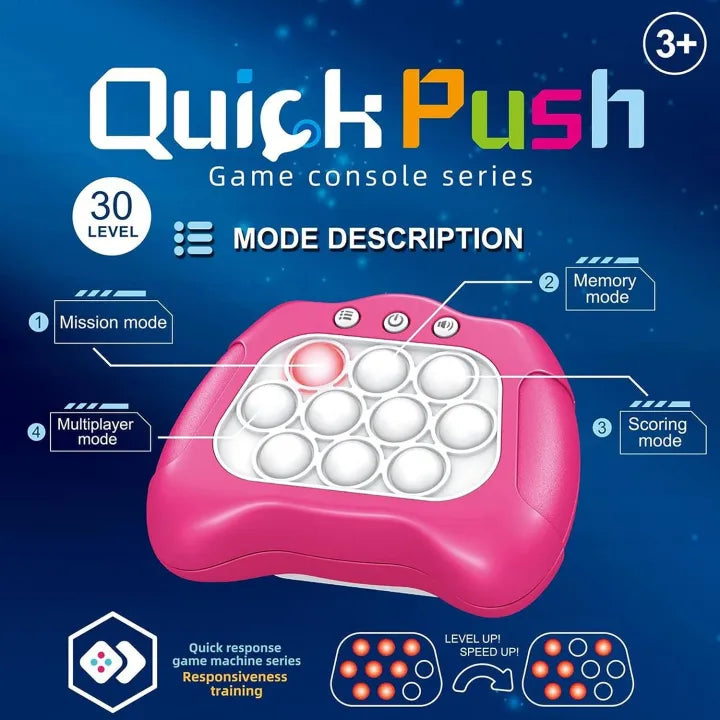 Pop It Fidget Game - Quick Push Sensory Toy (Random Color) - Stress Relief Popper Bubble Game for Kids & Adults