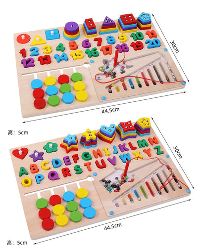 Wooden Multifunctional Sorting Set – 408-Piece Magnetic Beads & Alphabet Learning Kit!