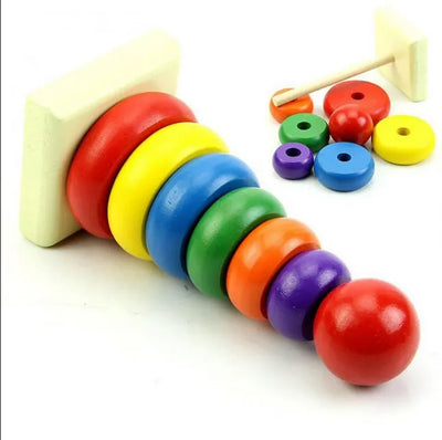 Wooden Rainbow Tower – Educational Stacking Toy for Toddlers!