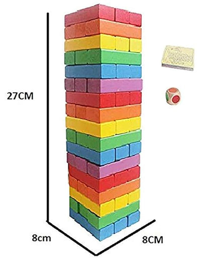 Keep Smiling Wooden Tumbling Tower Blocks – 48-Piece Stacking & Balancing Game for Kids!