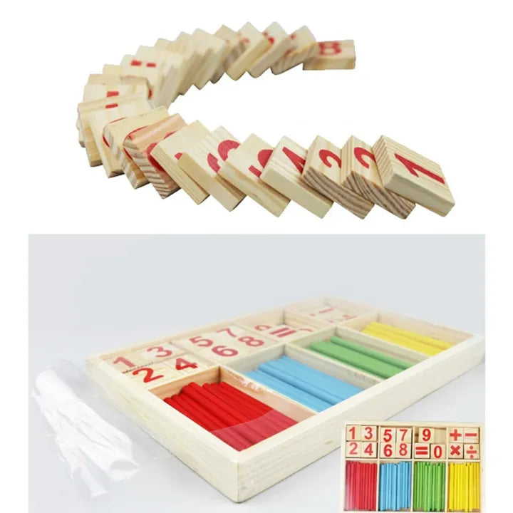 Figure Blocks & Counting Sticks Set – Montessori Mathematical Wooden Toy Box!