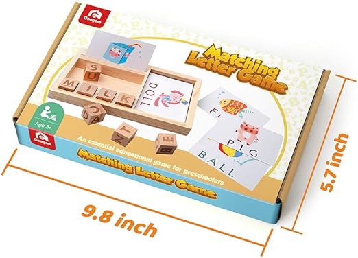 Wooden Spelling Game – Montessori ABC Learning Toy with Flash Cards!