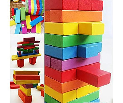 Keep Smiling Wooden Tumbling Tower Blocks – 48-Piece Stacking & Balancing Game for Kids!