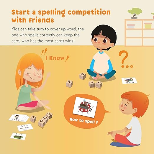 Wooden Spelling Game – Montessori ABC Learning Toy with Flash Cards!