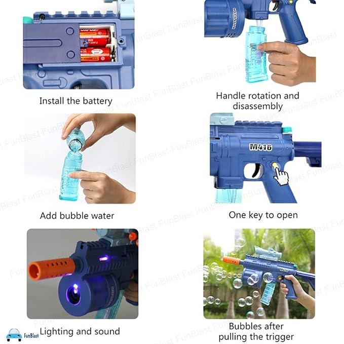 FunBlast 3-in-1 Electric Gun Toy for Kids - Bubble Shooter, Soft Dart Blaster & LED Light Music Gun | Multi-Function Outdoor Play Toy for Boys & Girls (Multicolor)