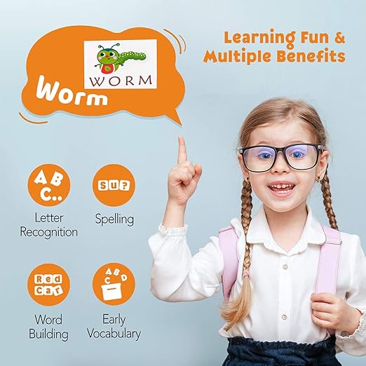 Wooden Spelling Game – Montessori ABC Learning Toy with Flash Cards!