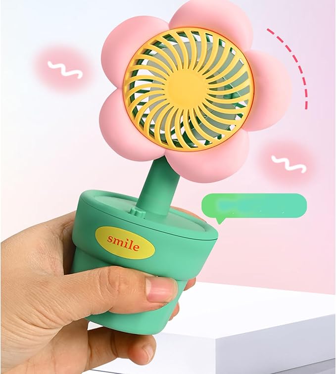 Keep Smiling Flower Shape USB Mini Fan – Portable Multifunctional Air Cooler for Office & Outdoor!