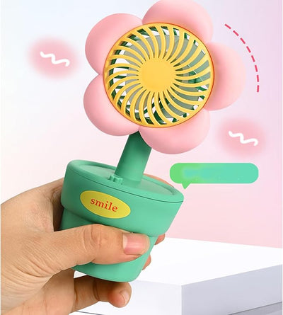 Keep Smiling Flower Shape USB Mini Fan – Portable Multifunctional Air Cooler for Office & Outdoor!