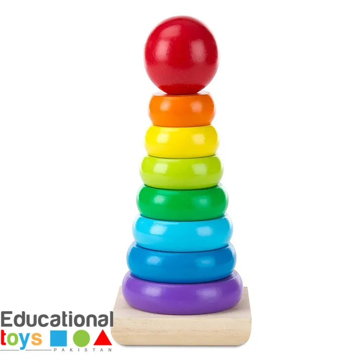 Rainbow Wooden Stacking Ring Tower – Montessori Educational Toy for Toddlers!