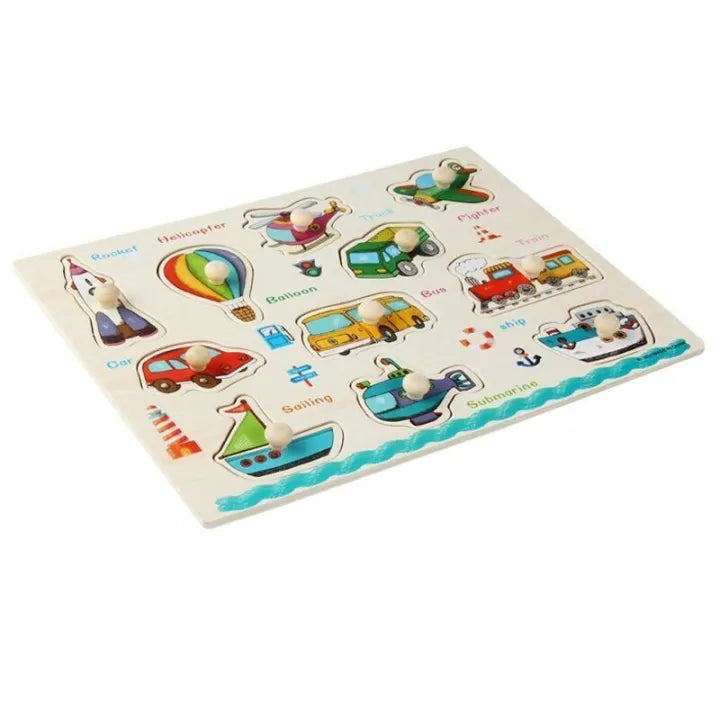 Mushroom Nail Grab Puzzle Board – Montessori Wooden Toy for Early Learning!