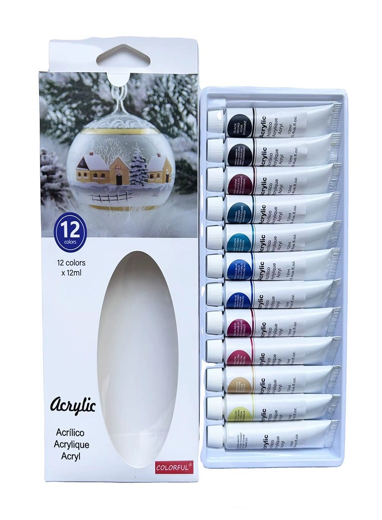 Keep Smiling Acrylic Color Set – 12 Vibrant Tubes (12ml) for Art Painting!