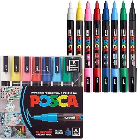 Creative Art Pro Pack – 8 Count POSCA Paint Markers (Medium Point)