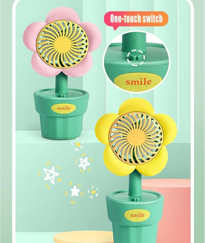 Keep Smiling Flower Shape USB Mini Fan – Portable Multifunctional Air Cooler for Office & Outdoor!